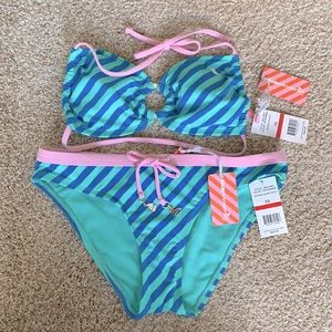 Modern Amusement XS Striped Hipster Bikini NWT